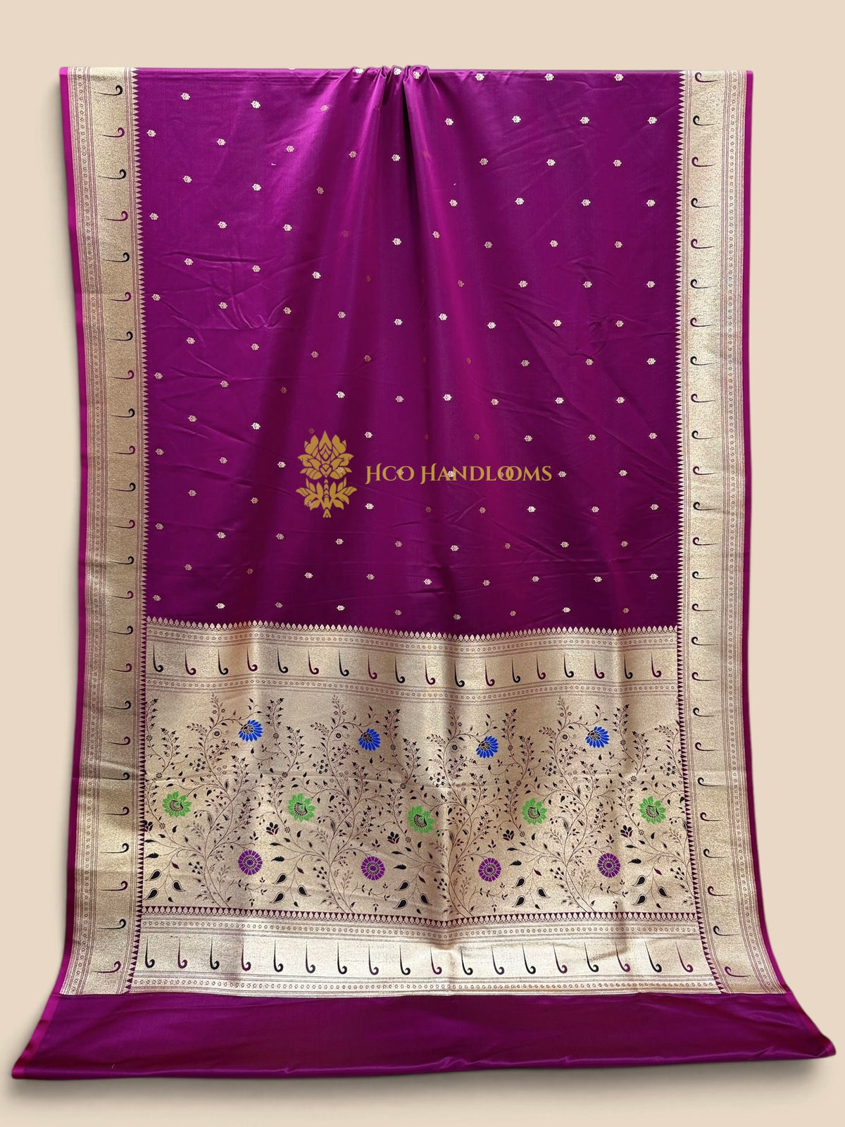 Magenta Premium Mashru Katan Satin Silk Banarasi Saree - All Over Motifs