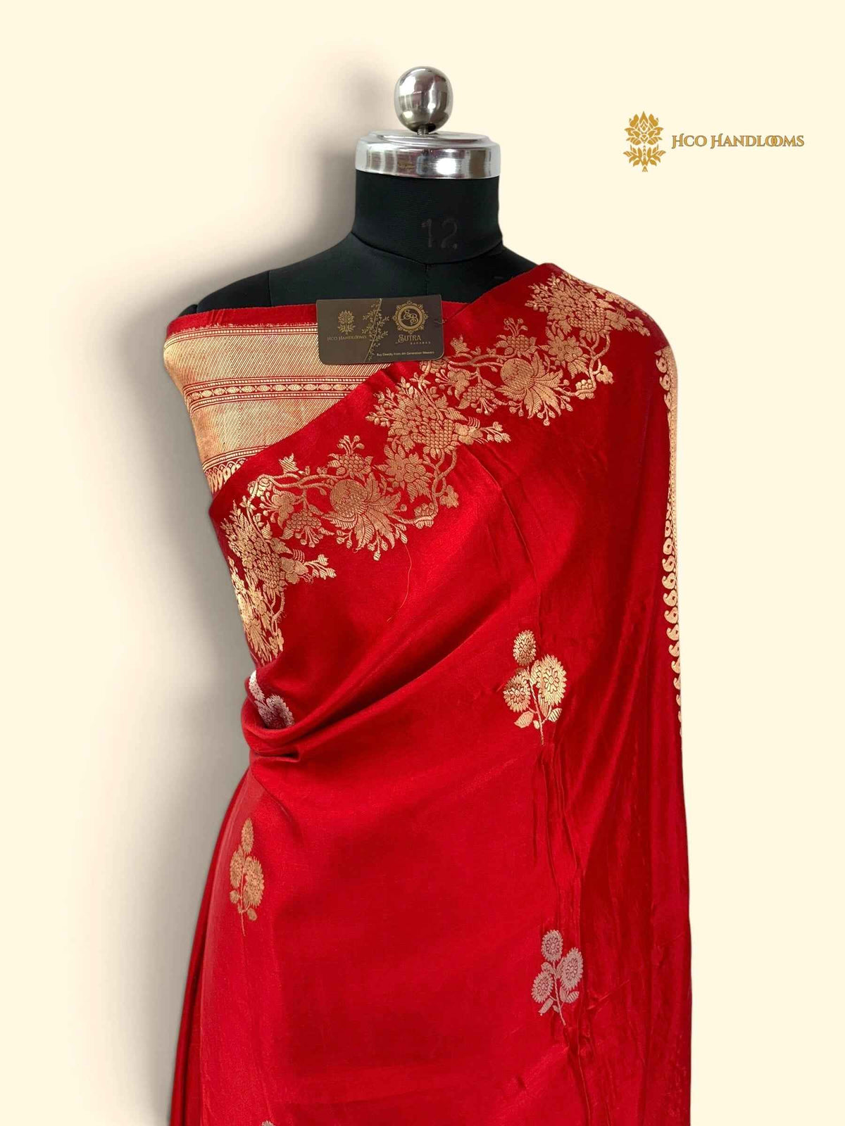 Red Pure Mango Katan Silk Handloom Banarasi Saree - All Over Motifs