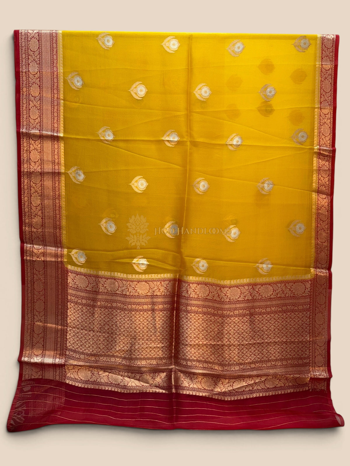 Pure Kora Silk Handloom Banarasi Saree - Meenakari Kadhua Motifs