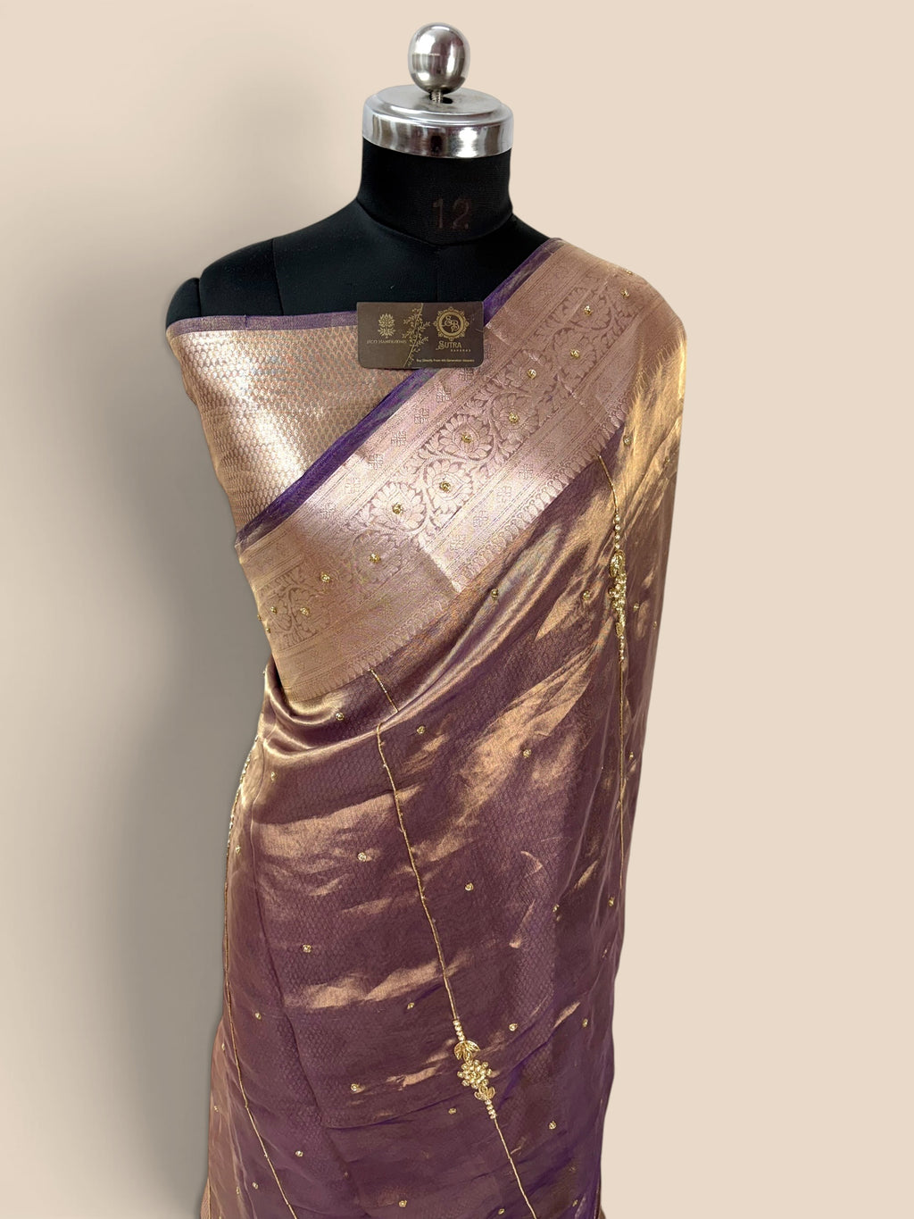 Pure Kora Tissue Handloom Banarasi Saree - Handwork