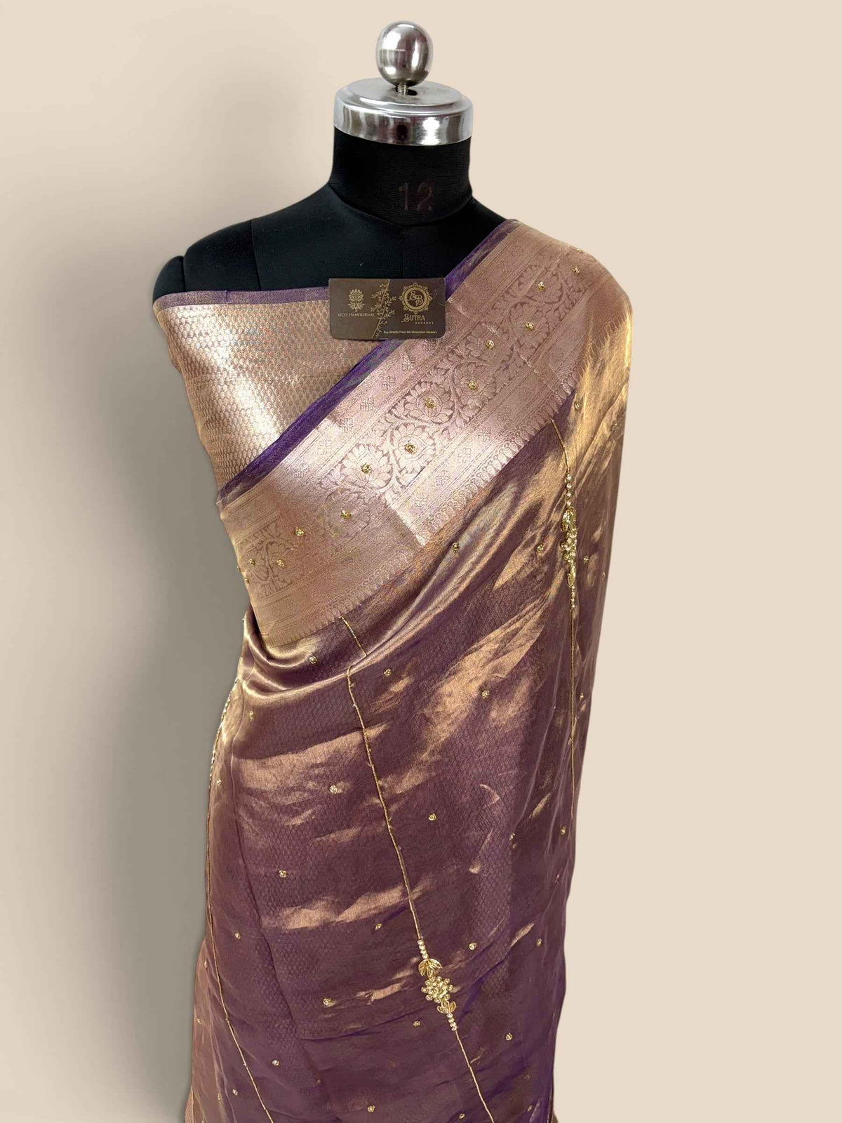 Pure Kora Tissue Handloom Banarasi Saree - Handwork