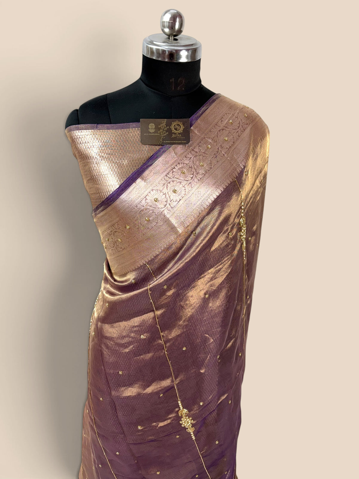 Pure Kora Tissue Handloom Banarasi Saree - Handwork