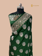 Regal Green Premium Mashru Katan Silk Banarasi Saree - All Over Motifs