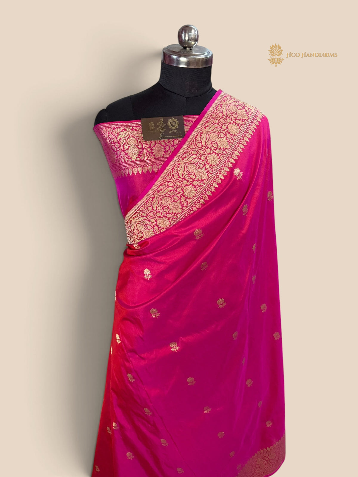 Regal Rani Pink Pure Katan Silk Handloom Banarasi Saree - All Over Kadhua Motifs