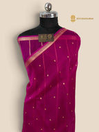 Pink Pure Kora Silk Handloom Banarasi Saree - All Over Small Buti