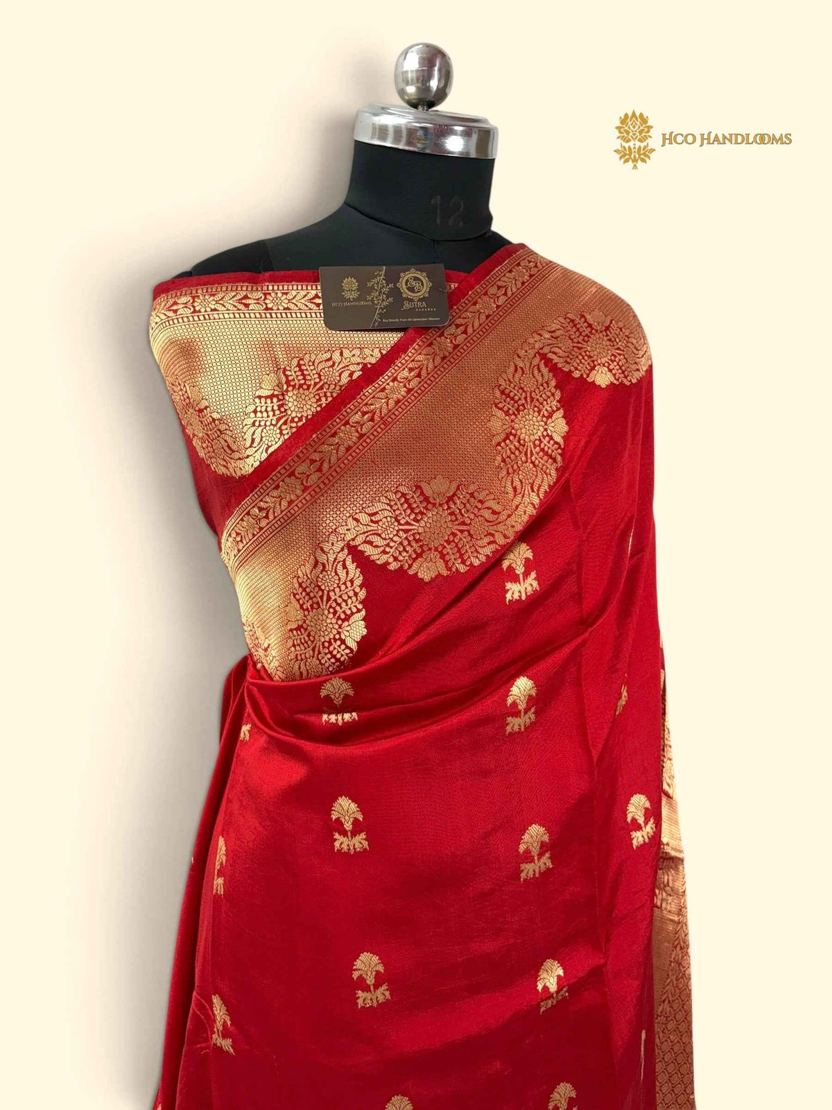 Red Pure Mango Katan Silk Handloom Banarasi Saree - All Over Motifs