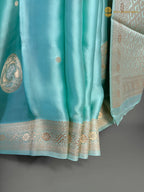 Premium Mashru Crepe Silk Banarasi Saree - All Over Floral Boota