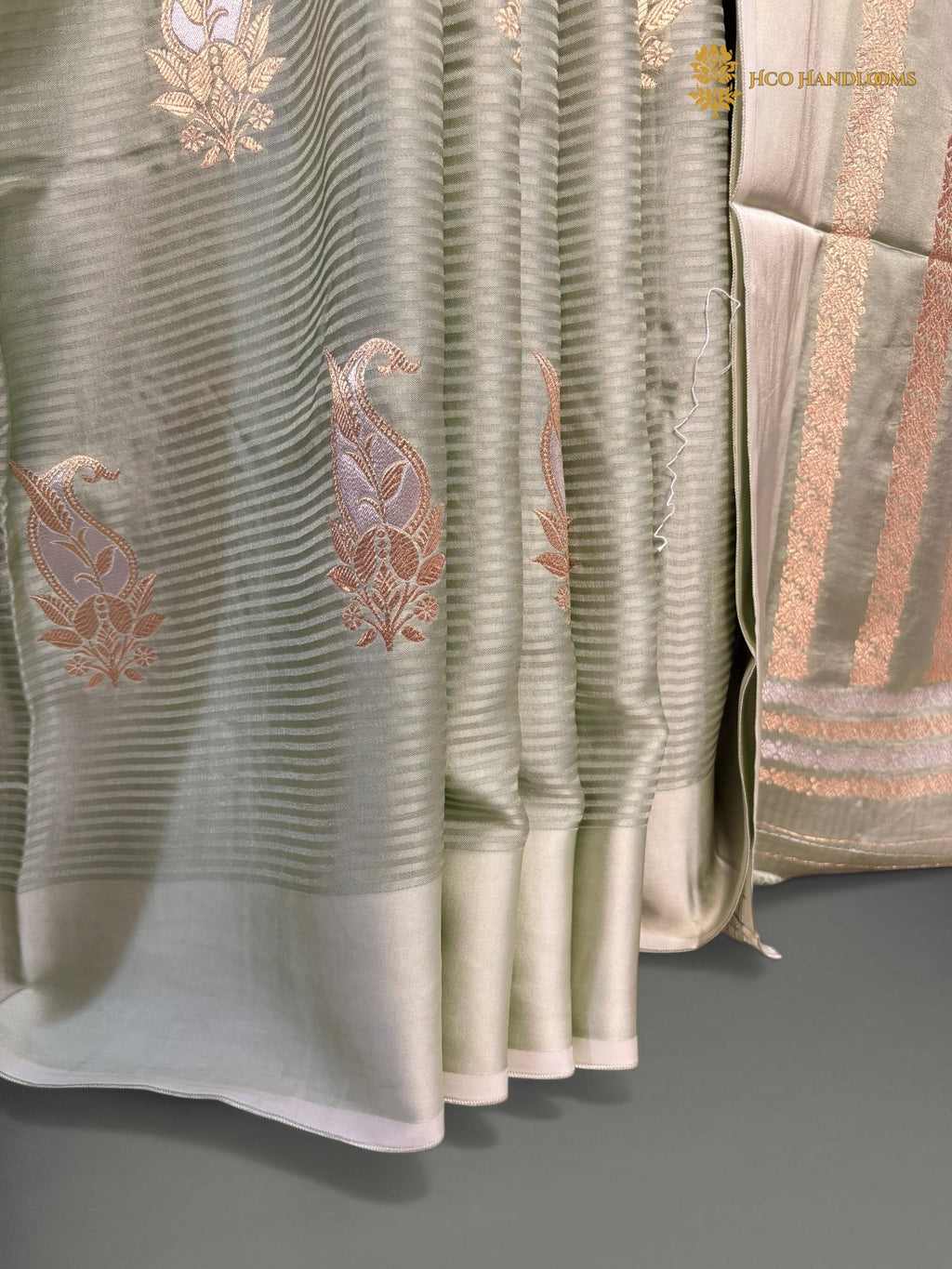 Premium Mashru Crepe Satin Silk Banarasi Saree - All Over Paisley Motifs