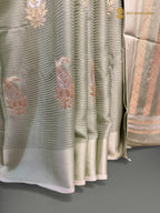 Premium Mashru Crepe Satin Silk Banarasi Saree - All Over Paisley Motifs