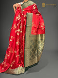 Premium Mashru Crepe Silk Banarasi Saree - All Over Jangla