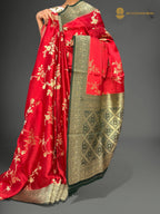 Premium Mashru Crepe Silk Banarasi Saree - All Over Jangla