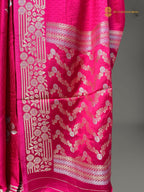 Premium Mashru Crepe Satin Silk Banarasi Saree - All Over Leafs Motifs