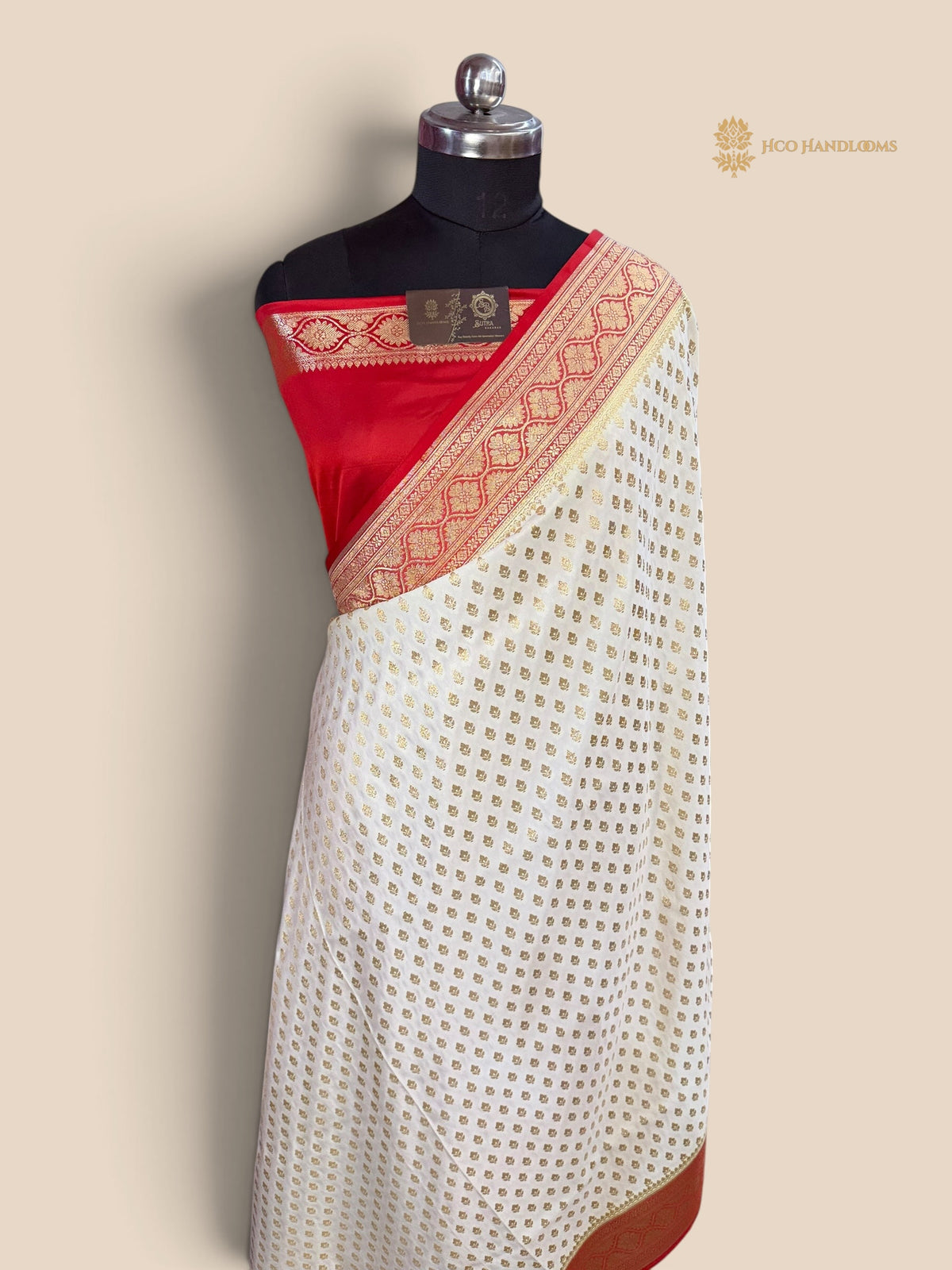 Contrast Premium Mashru Satin Silk Banarasi Saree - All Over Small Motifs