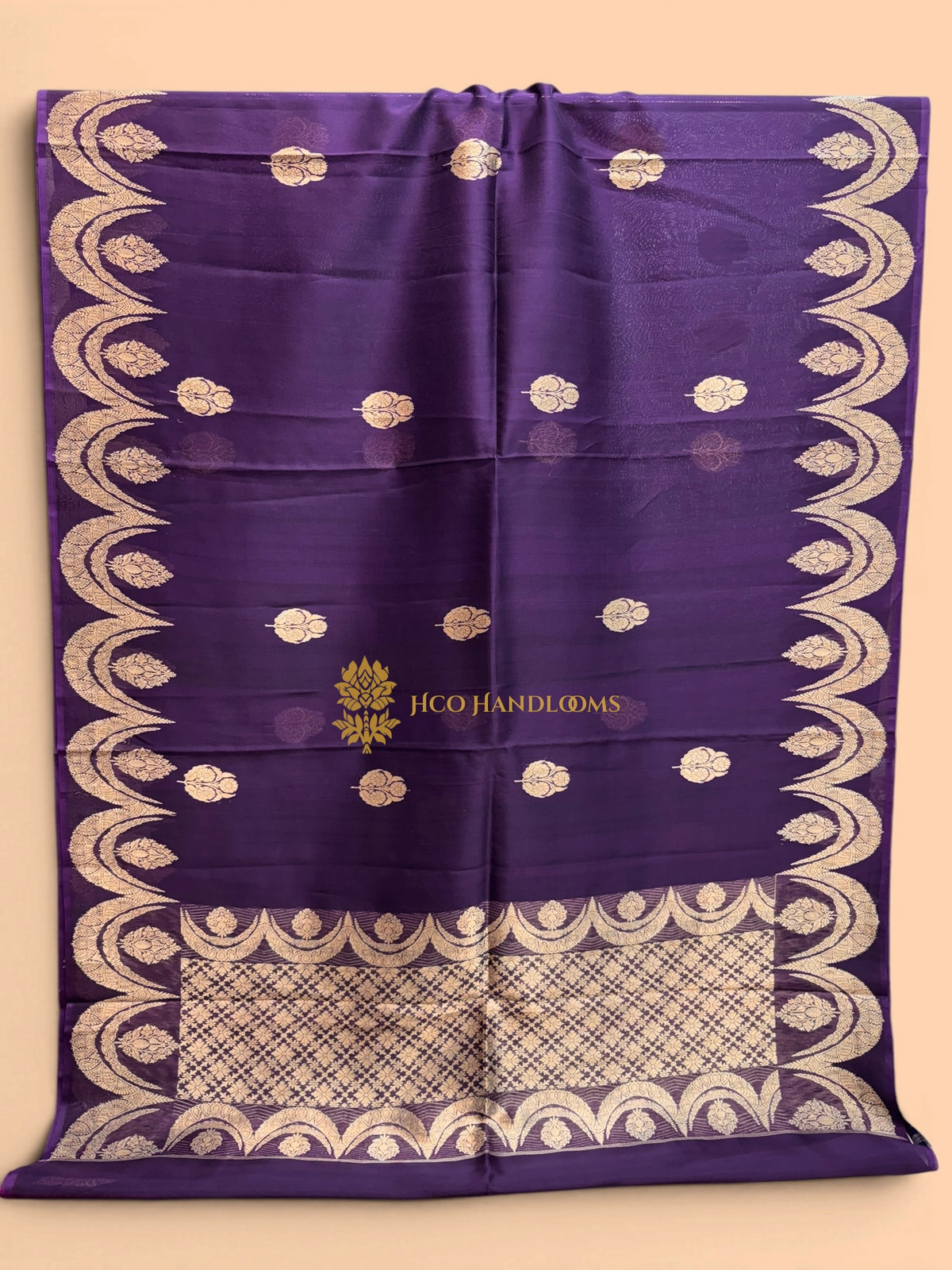Purple Pure Kora Silk Handloom Banarasi Saree - All Over Kadhua Motifs