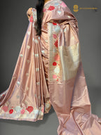 Premium Mashru Katan Silk Banarasi Saree - All Over Floral Motifs With Meenakari Border