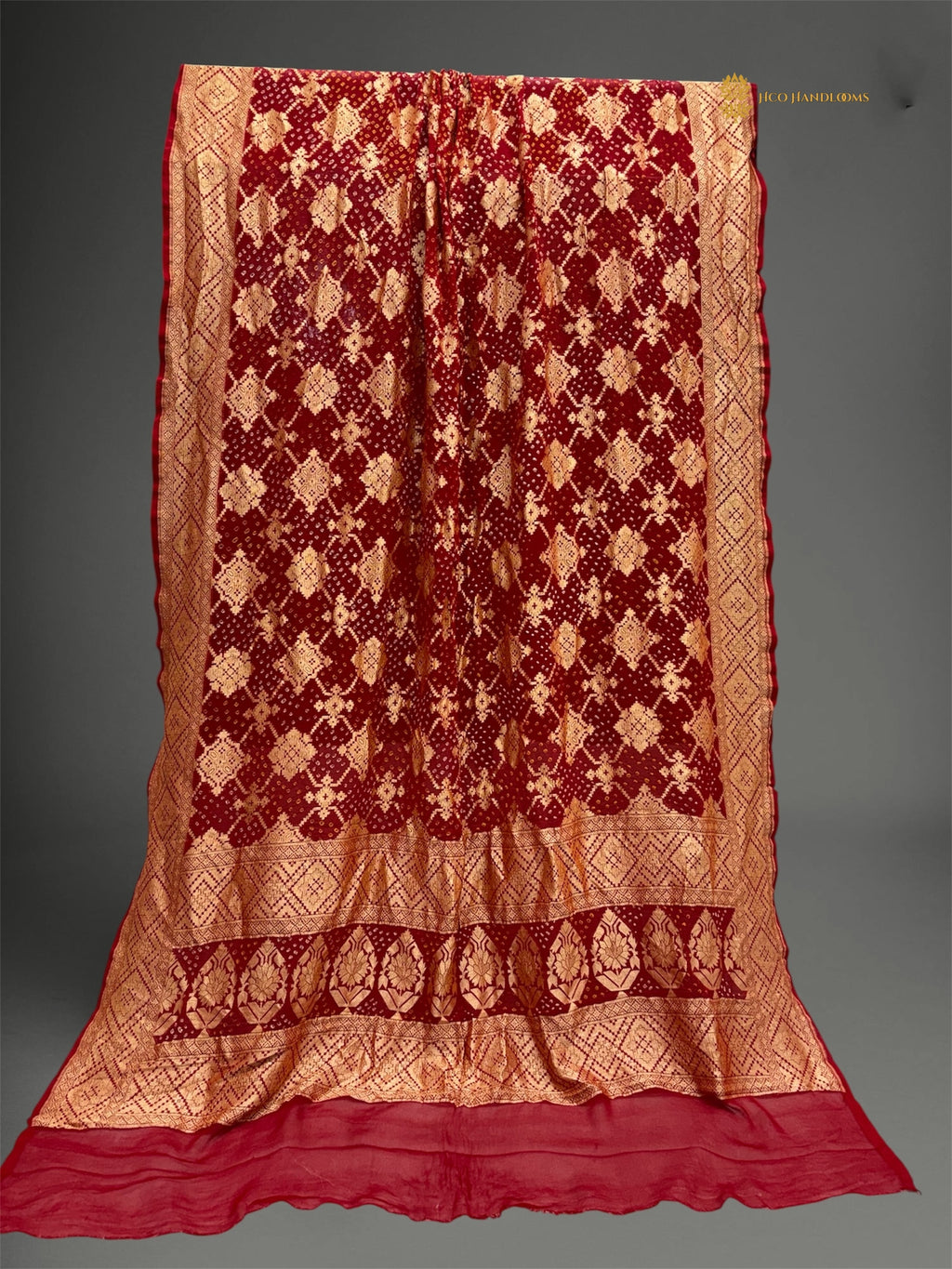 Pure Georgette Banarasi Bandhej Handloom Dupatta