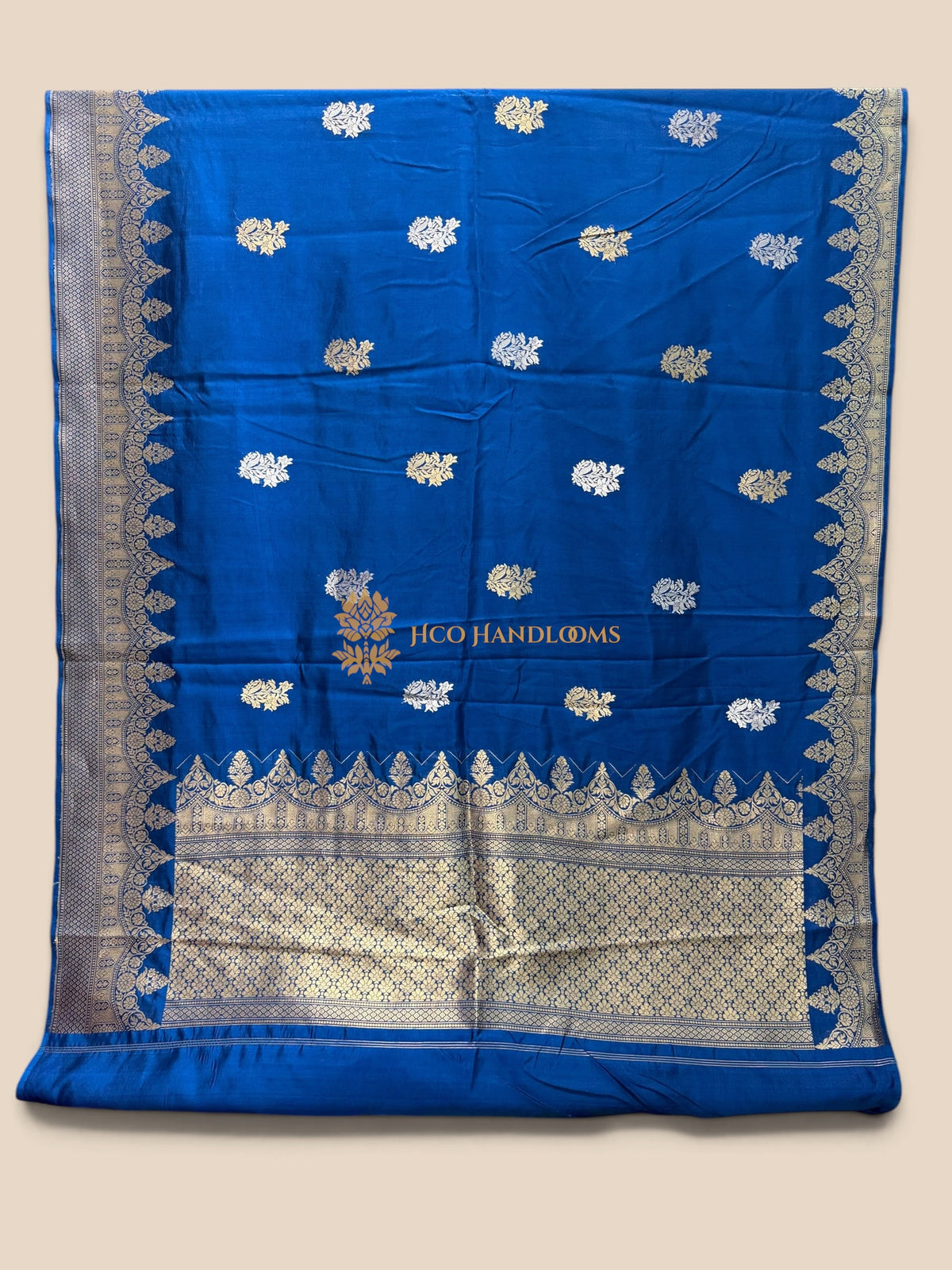 Blue Pure Mango Katan Silk Handloom Banarasi Saree - Kadhua Motifs