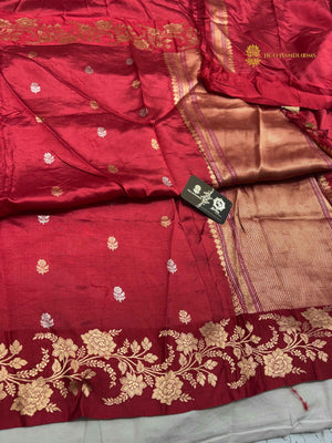 Red Pure Mango Katan Silk Handloom Banarasi Saree - All Over Motifs
