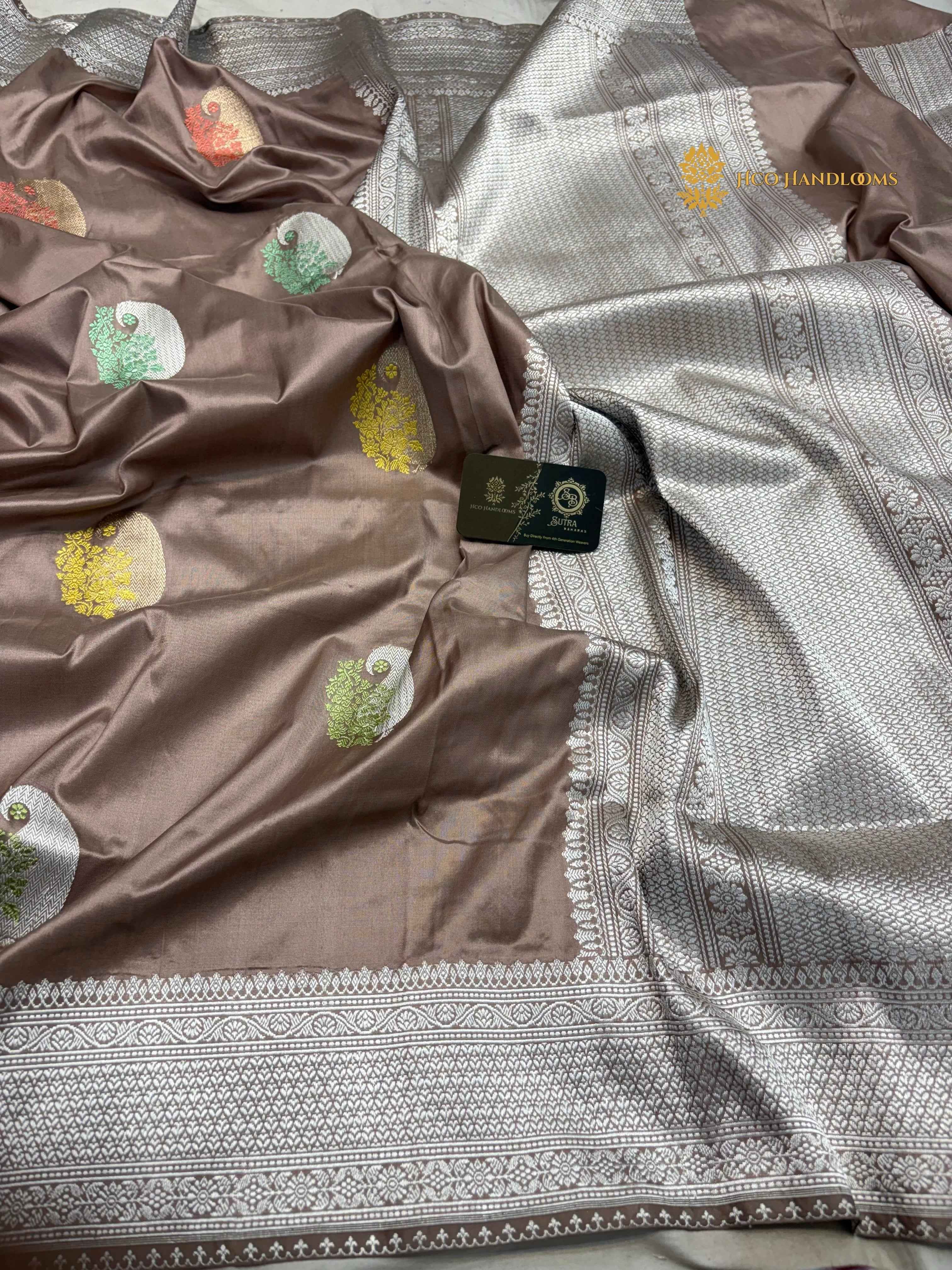 Pure Katan Silk Handloom Banarasi Saree - All Over Meenakari Motifs