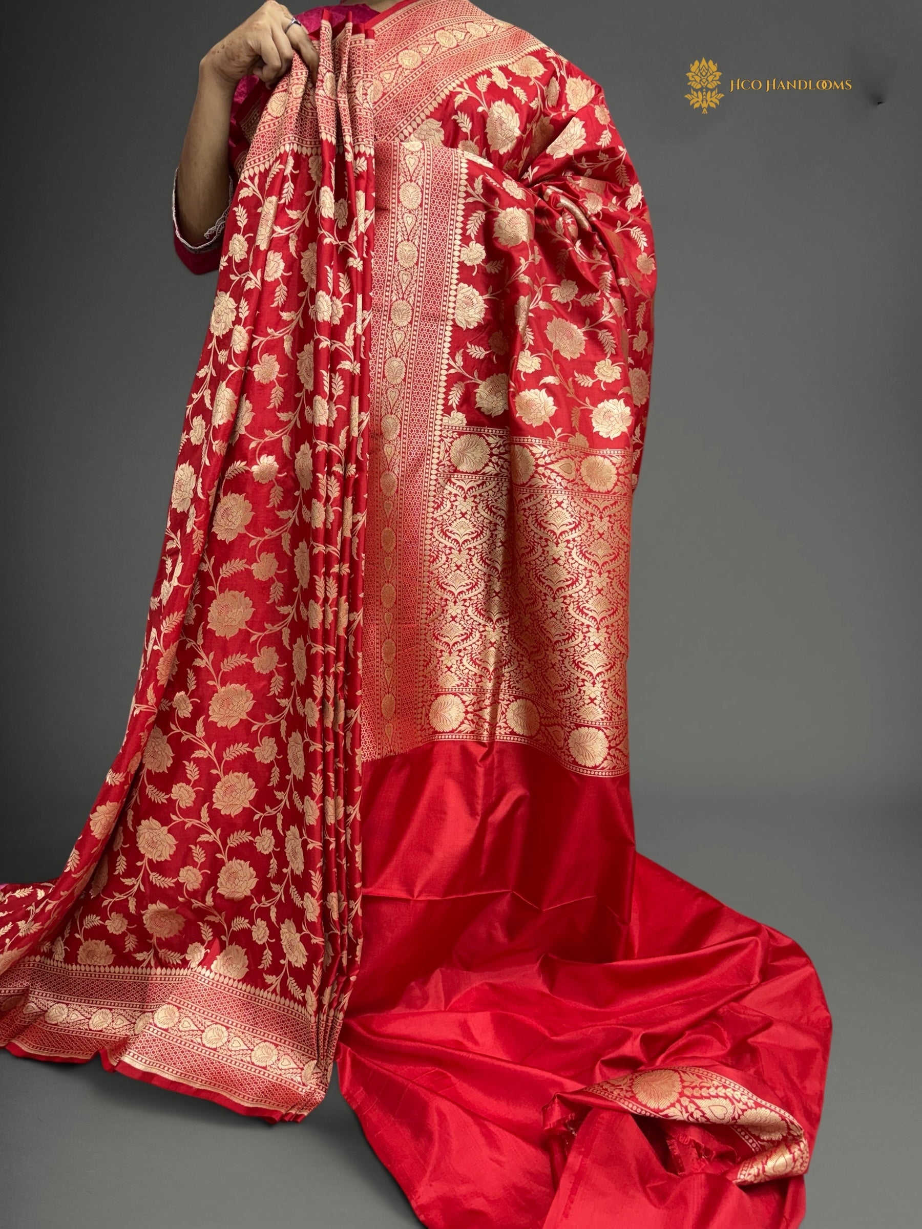 Regal Pure Katan Silk Handloom Banarasi Saree - All Over Jaal Work