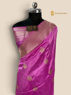 Lavish Pink Pure Katan Silk Handloom banarasi saree - All Over Kadhua Motifs