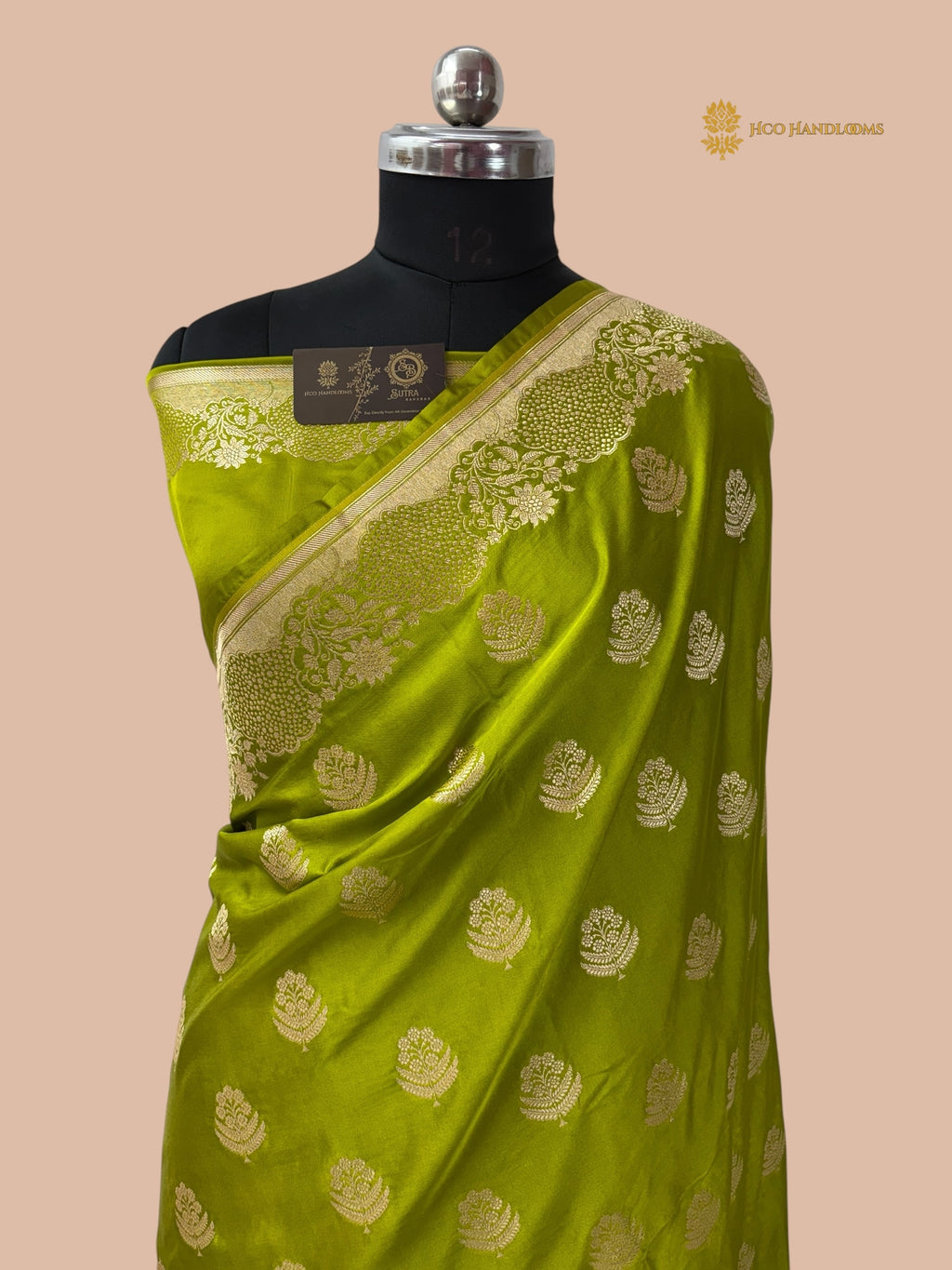 Regal Parrot Green Premium Mashru Katan Silk Banarasi Saree - All Over Floral Motifs