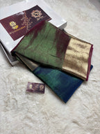 Pure Tissue Silk Plain Multicolour Handloom Banarasi Saree