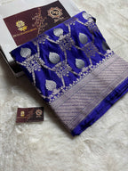 Premium Mashru Katan Silk Floral Jangla Banarasi Saree