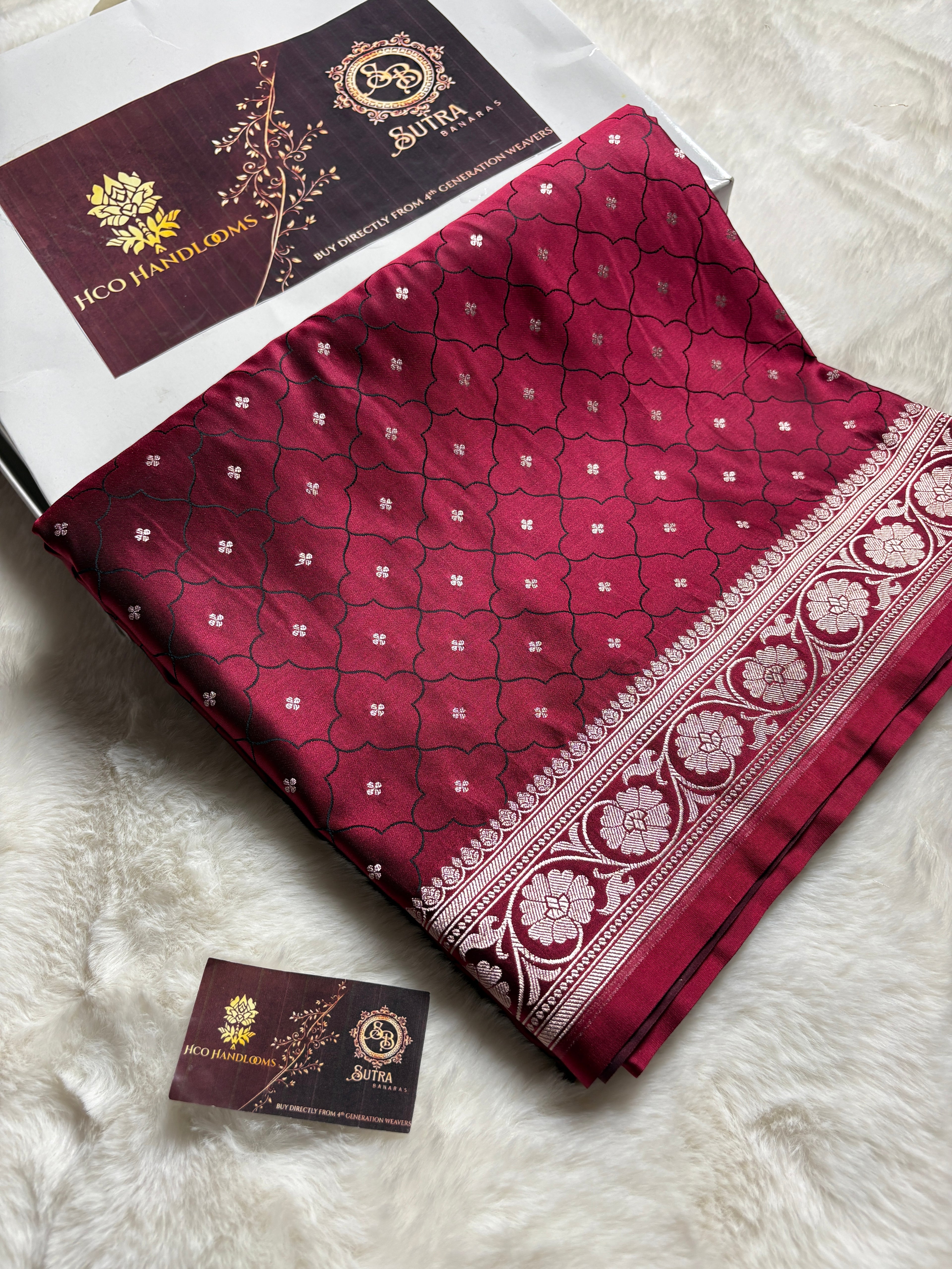 Premium Mashru Katan Silk Banarasi Saree With Floral Motifs