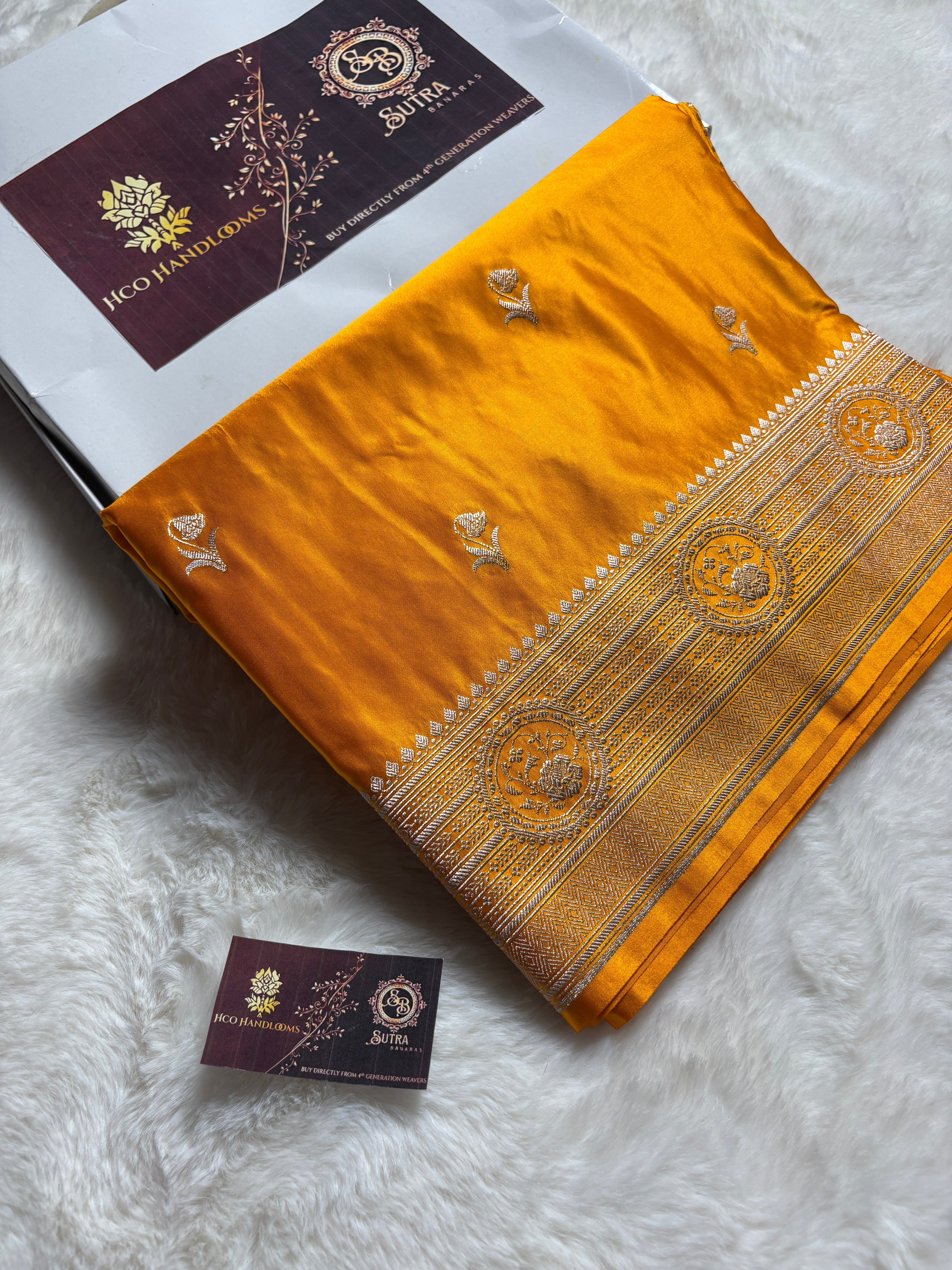 Premium Mashru Katan Silk Banarasi Saree With Floral Motifs