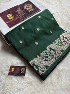 Premium Mashru Katan Silk Banarasi Saree With Floral Motifs