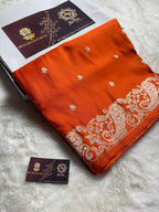 Premium Mashru Katan Silk Banarasi Saree With Floral Motifs