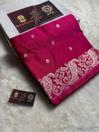 Premium Mashru Katan Silk Banarasi Saree With Floral Motifs