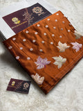 Premium Mashru Katan Silk Banarasi Saree With Floral Motifs