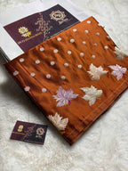 Premium Mashru Katan Silk Banarasi Saree With Floral Motifs
