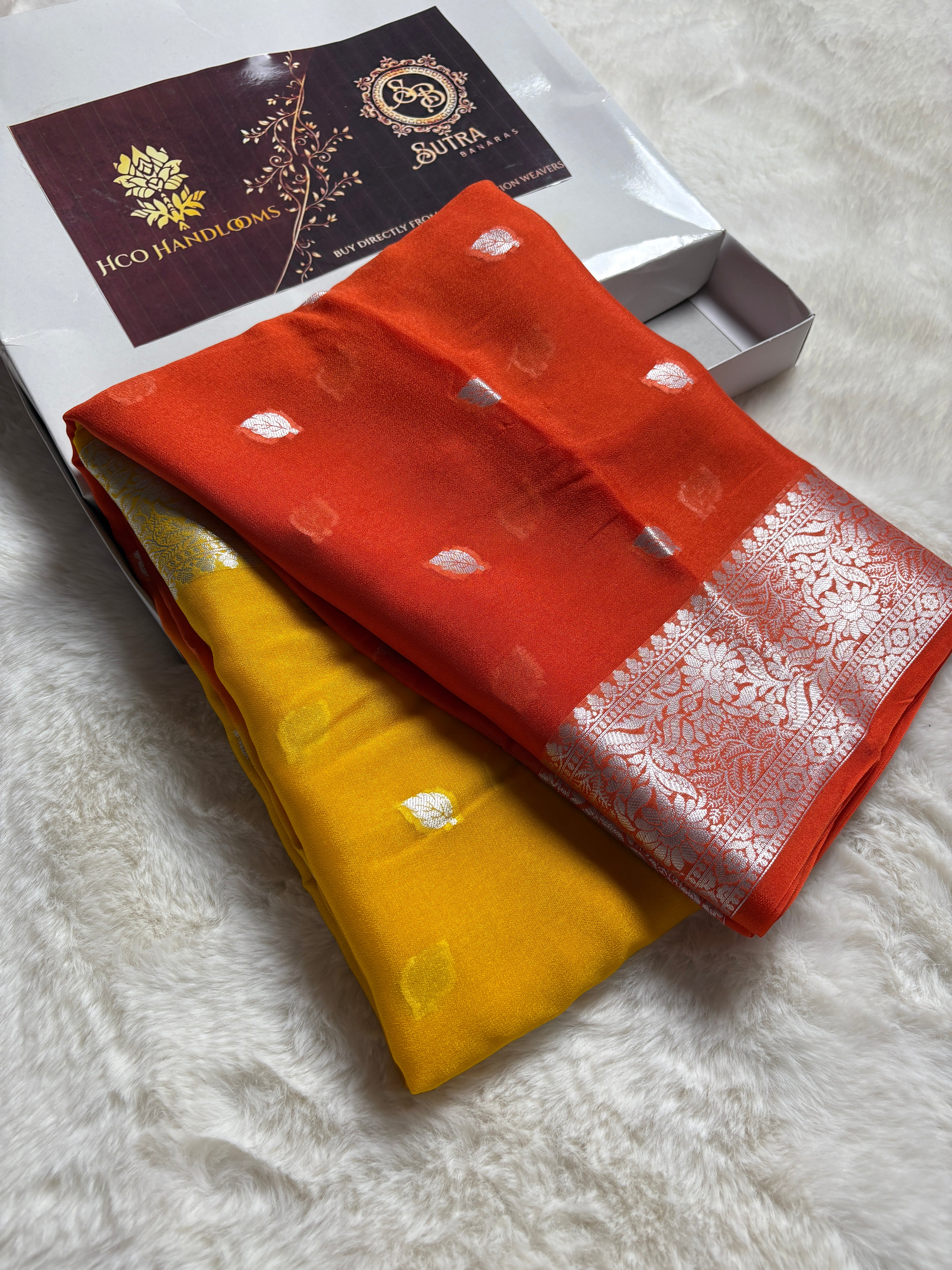 Pure Chiffon Silk Khaddi Banarasi With Small Motifs