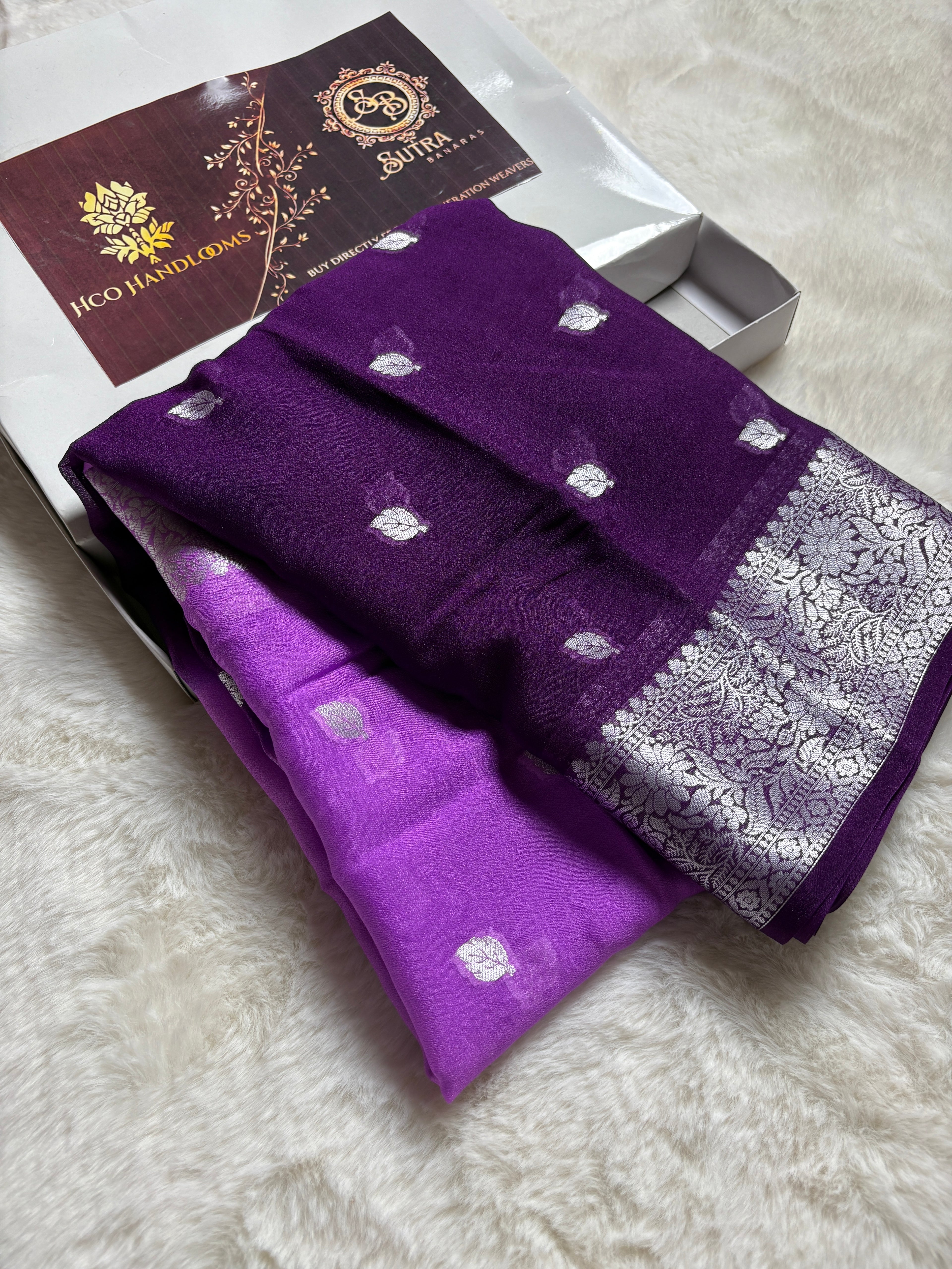 Pure Chiffon Silk Khaddi Banarasi With Small Motifs