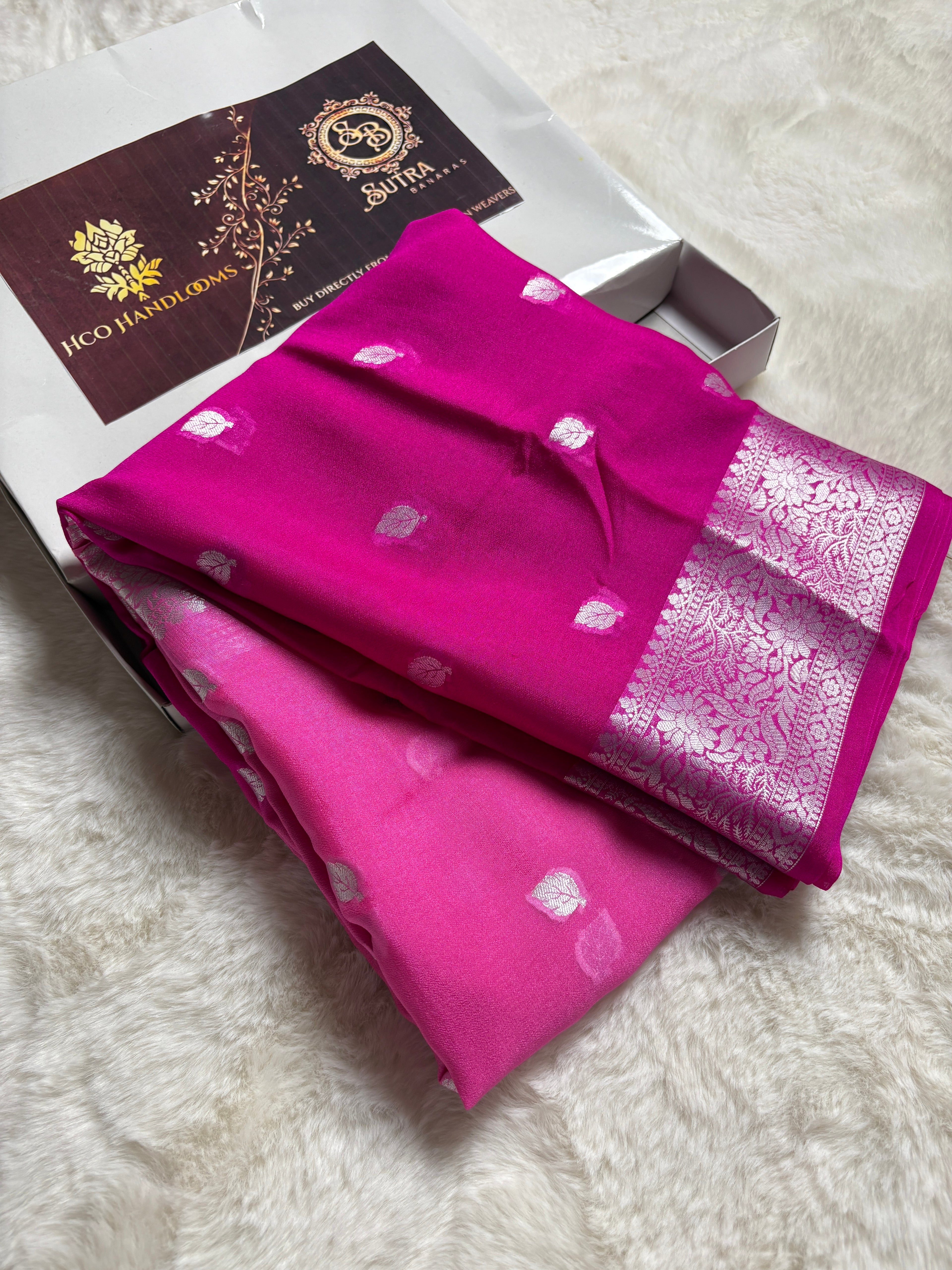 Pure Chiffon Silk Khaddi Banarasi With Small Motifs