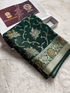 Pure Chiffon Silk Khaddi Banarasi With Floral Vines Motifs