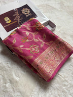 Pure Chiffon Silk Khaddi Banarasi Saree With Floral Vines Motifs