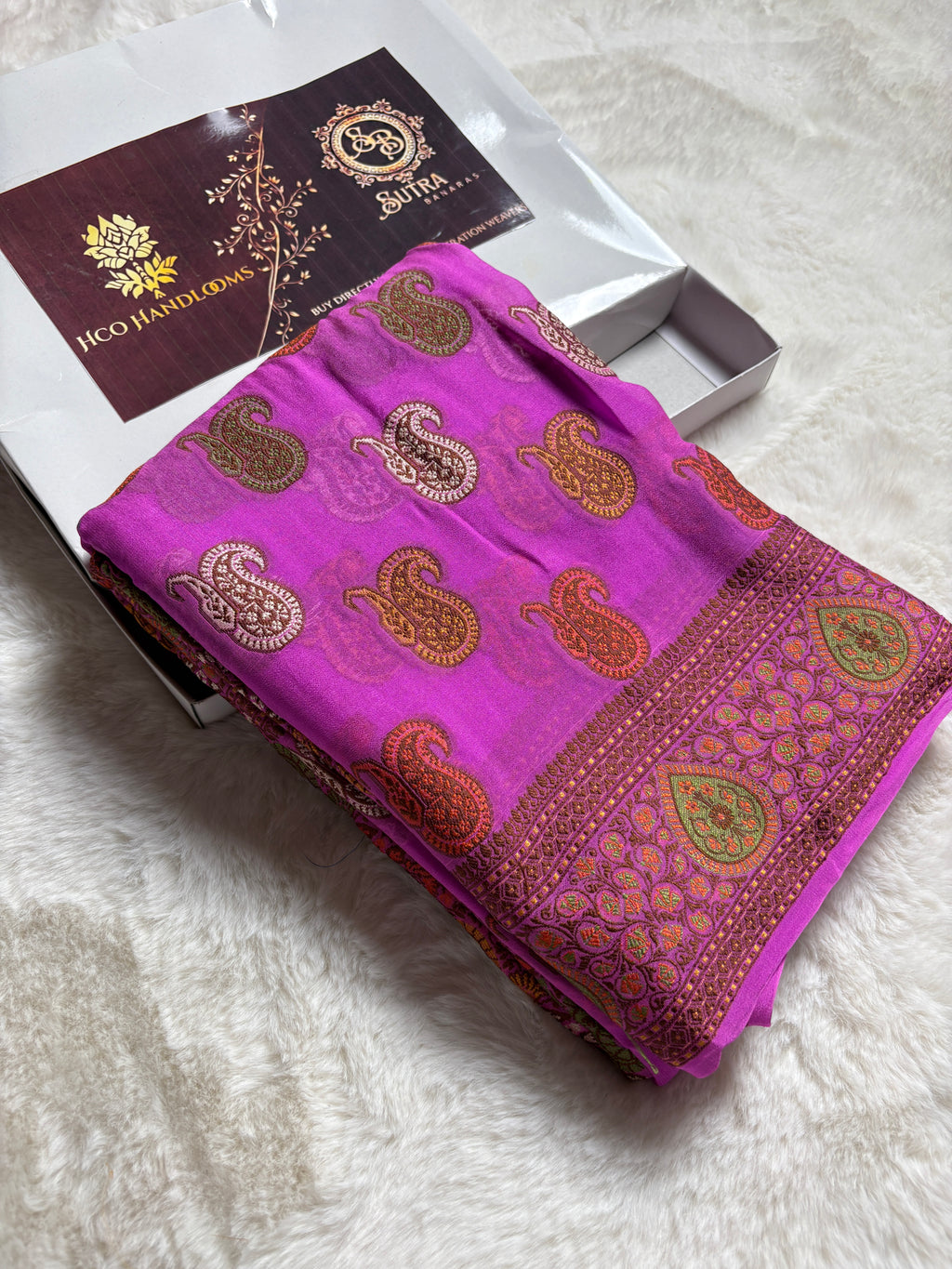 Pure Chiffon Silk Khaddi Banarasi With Paisley Motifs