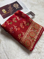 Pure Chiffon Silk Khaddi Banarasi Saree With Floral Motifs