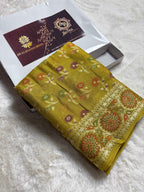 Pure Chiffon Silk Khaddi Banarasi Saree With Floral Motifs
