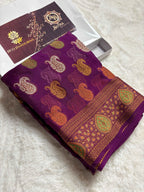 Pure Chiffon Silk Khaddi Banarasi With Paisley Motifs