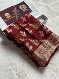 Pure Chiffon Silk Khaddi Banarasi Saree With Floral Motifs