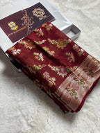 Pure Chiffon Silk Khaddi Banarasi Saree With Floral Motifs