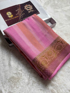 Pure Moonga Silk Handloom Banarasi Saree With Stripes