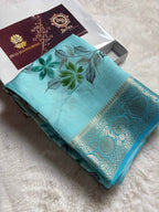 Pure Chiniya Silk Handloom Banarasi Saree With All Over Handpaint