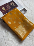 Pure Chiniya Silk Handloom Banarasi Saree With Floral Motifs