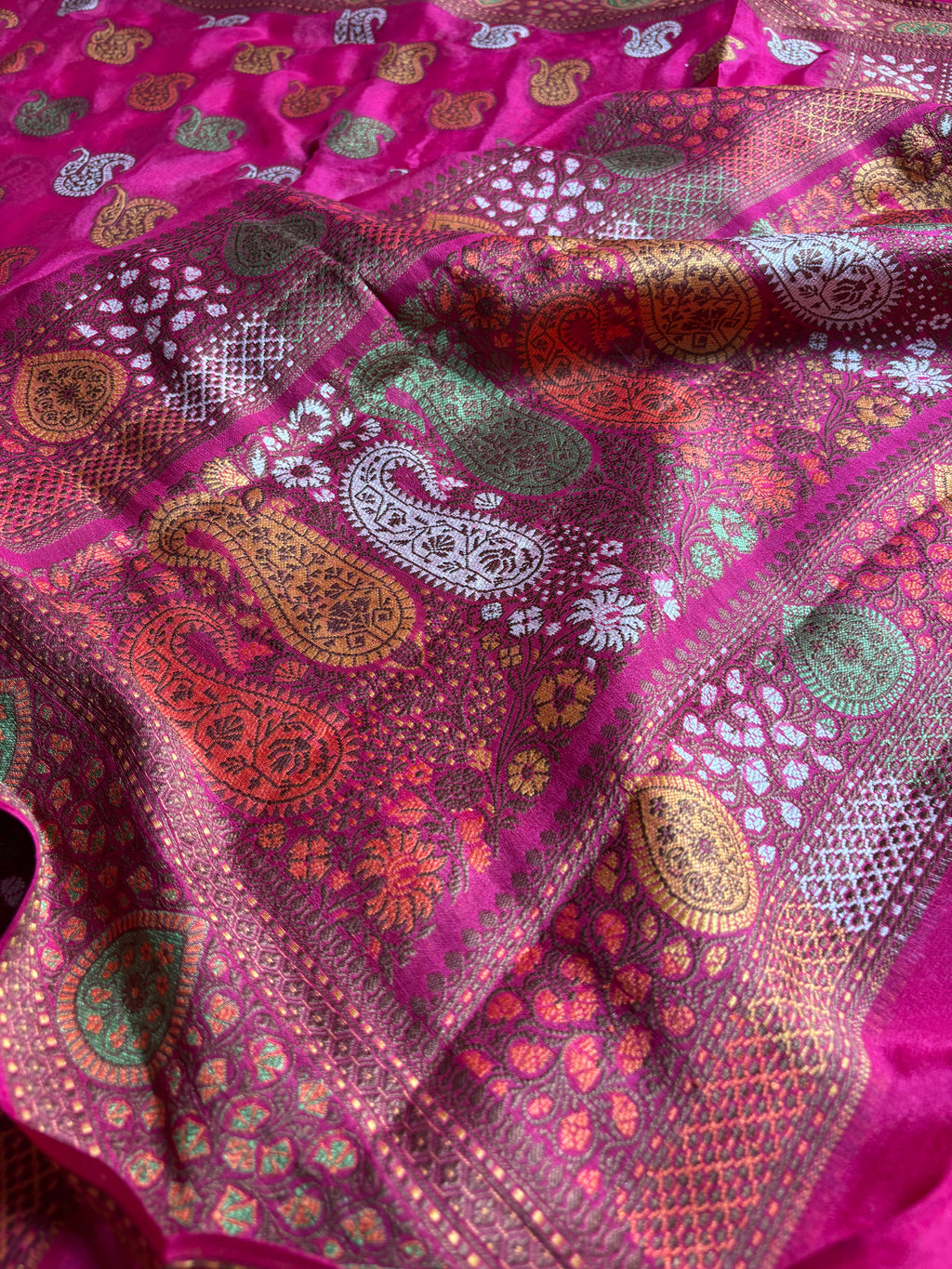 Pure Chiffon Silk Khaddi Banarasi With Paisley Motifs